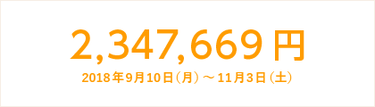 2,347,669円 2018年9月10日(月)~11月3日(土)