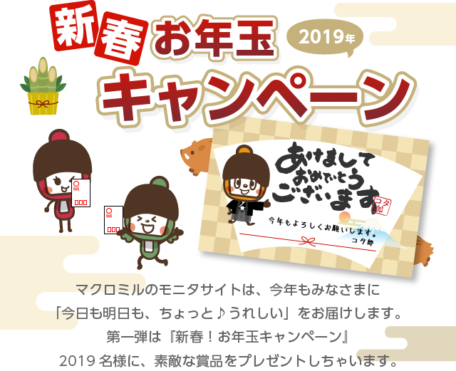 19年 新春 お年玉キャンペーン マクロミルモニタサイト