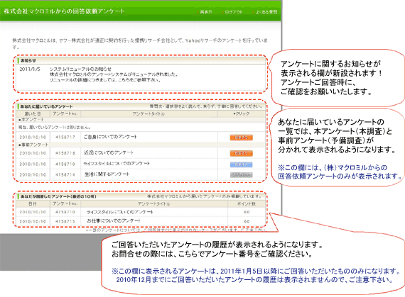 株式会社マクロミルよりシステムリニューアルのお知らせ